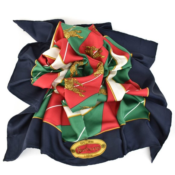 BURBERRY: Multicolor, Striped "Prorsum Knight" Silk Scarf/Foulard 34" x 34" (su) - Picture 1 of 7